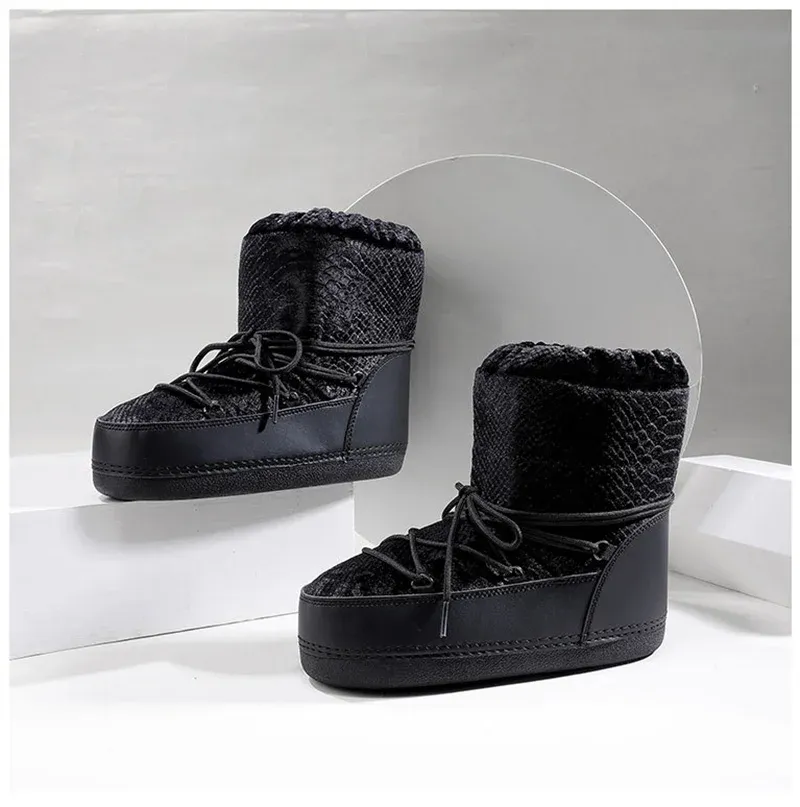 2023 Winter Snow Boots Women Cotton Boots Warm Fur Ski Boots