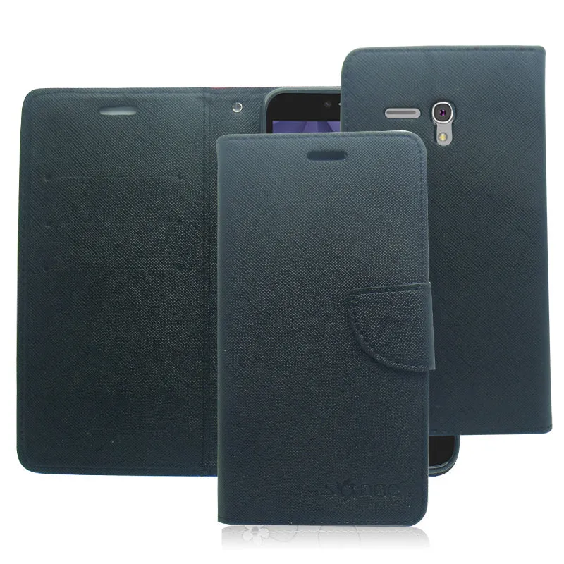 ALCATEL FIERCE XL/5054/FLINT BLACK LEATHER WALLET CASE