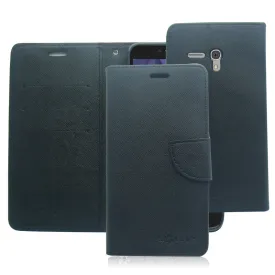 ALCATEL FIERCE XL/5054/FLINT BLACK LEATHER WALLET CASE