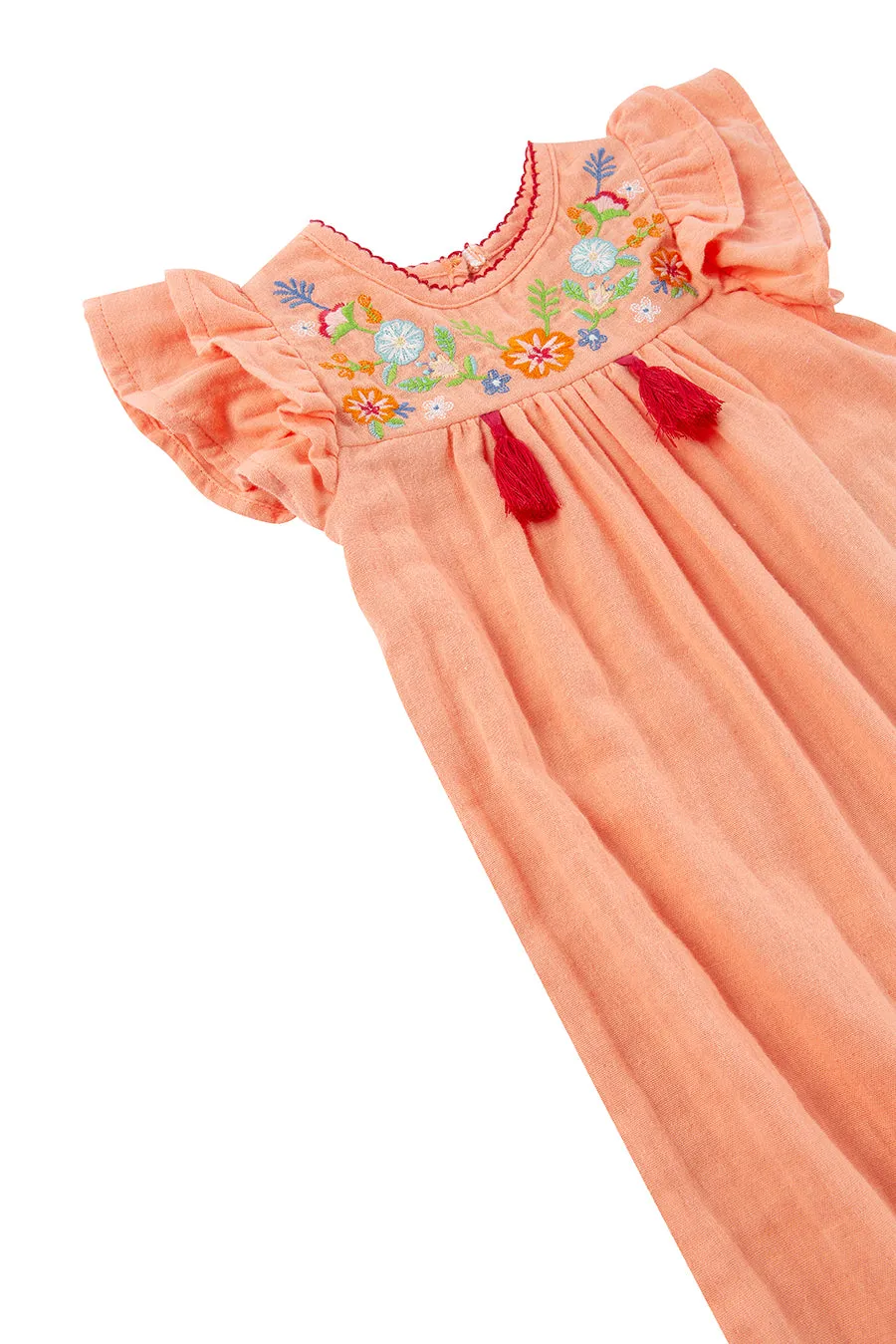 Baby Girls Peek Kids Coral Romper (Size 6/12M left)