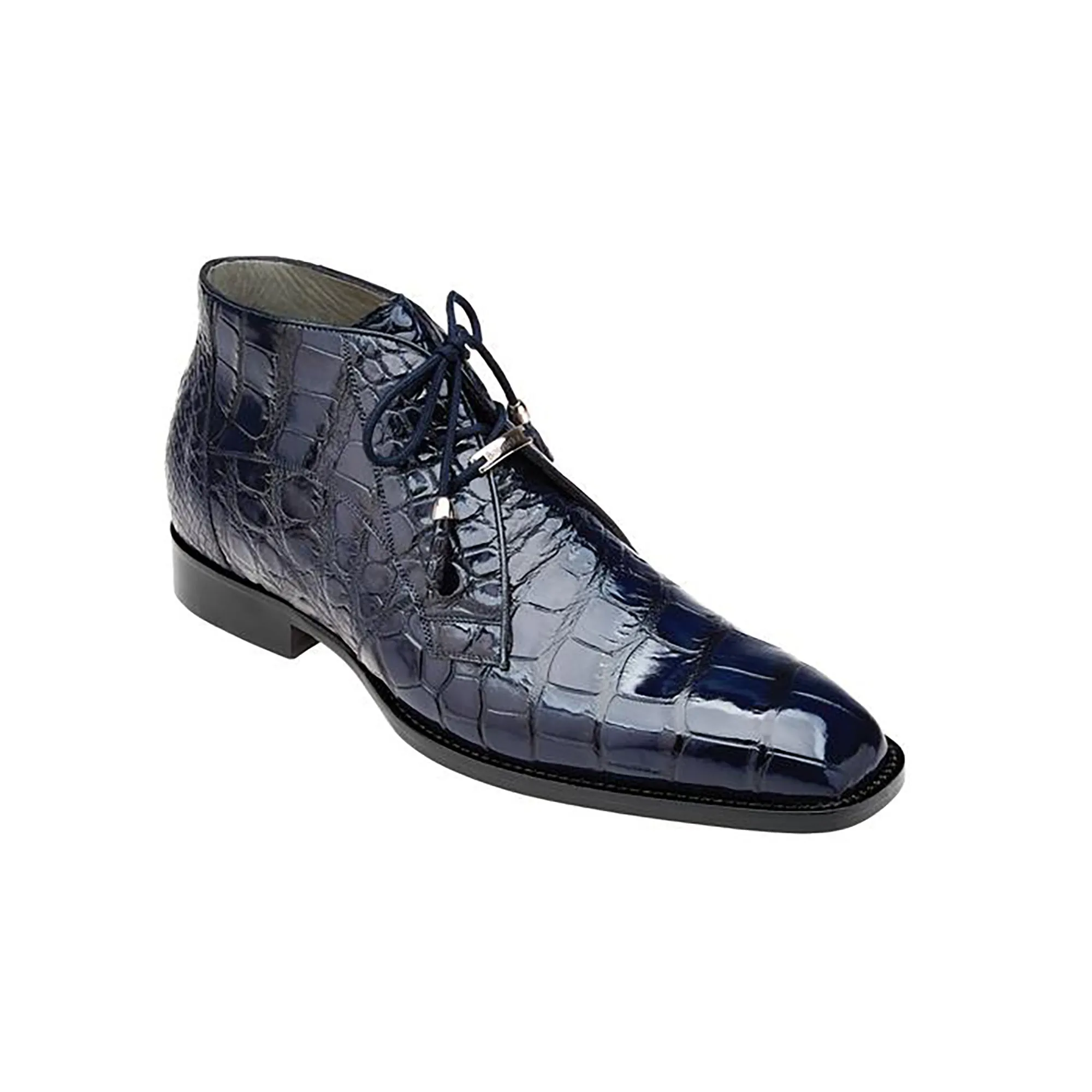 Belvedere Stefano in Navy Genuine Alligator Boots