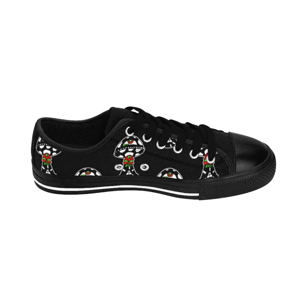 Black and White Skull Shroom Women's Sneakers