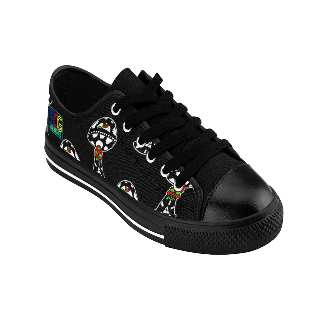 Black and White Skull Shroom Women's Sneakers