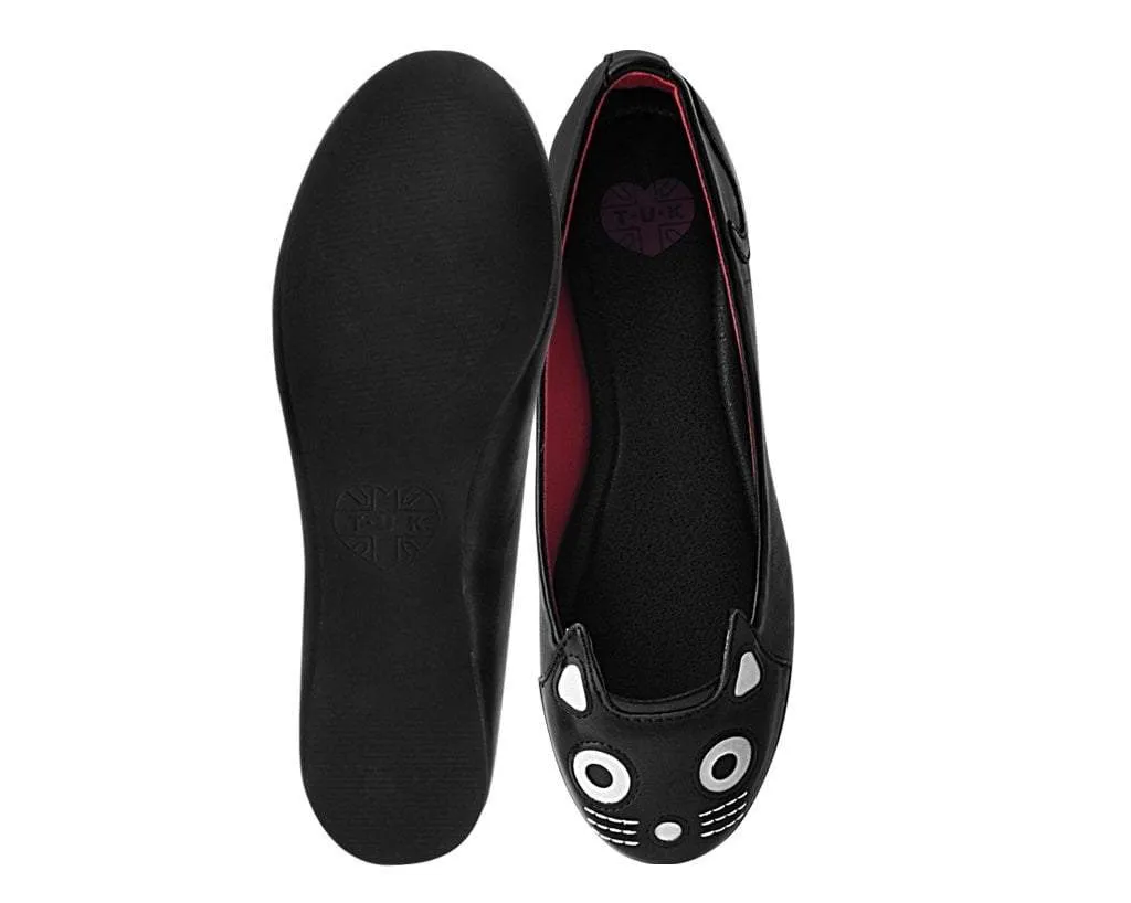 Black Nappa PU Kitty Flat