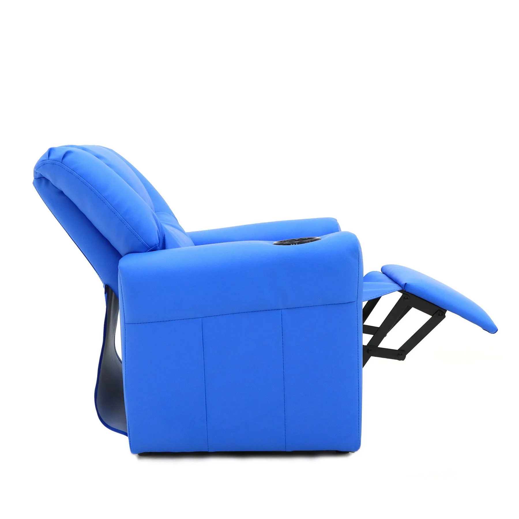 Blue Kids Recliner Chair with Footrest & Cup Holder