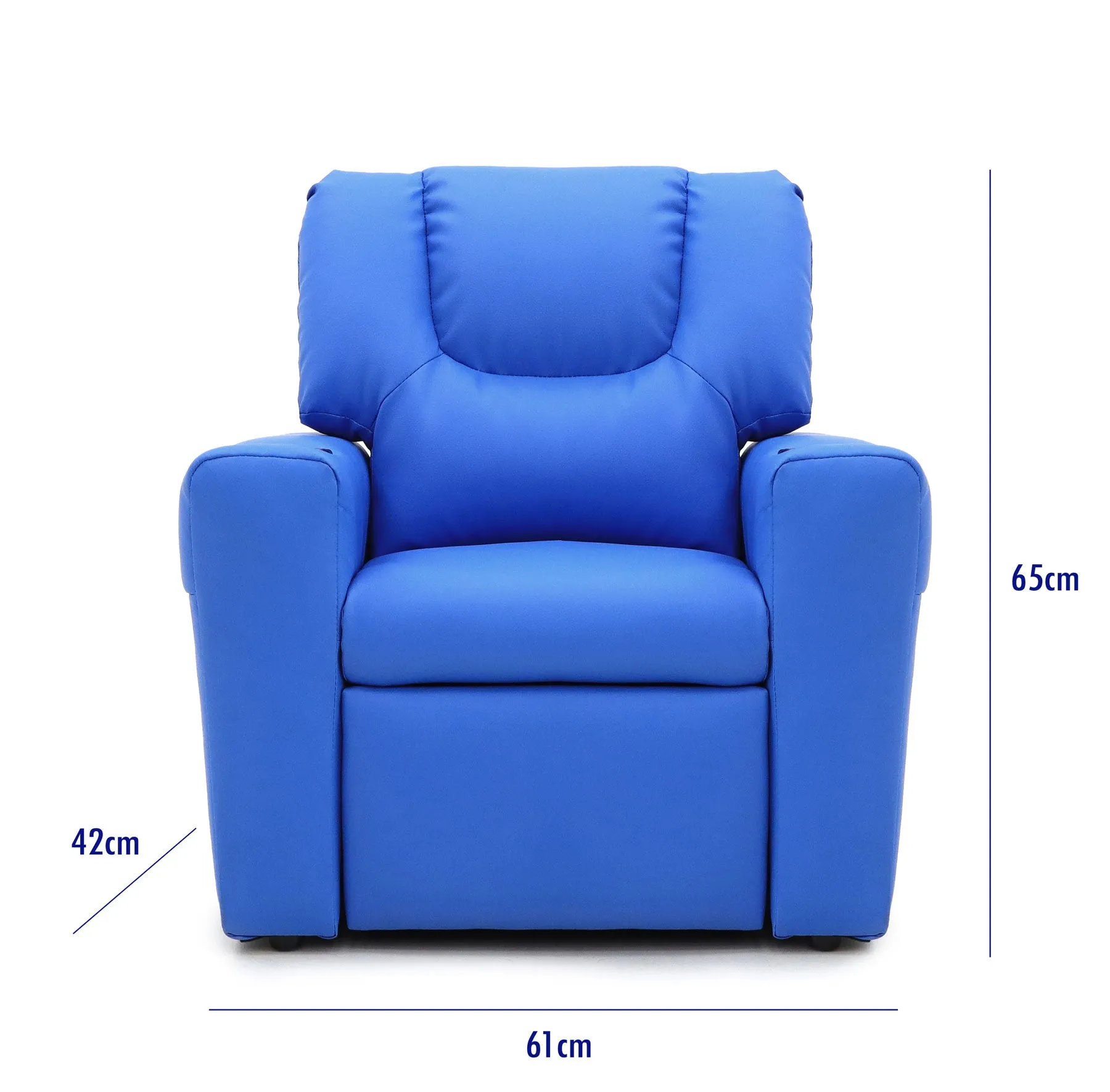 Blue Kids Recliner Chair with Footrest & Cup Holder