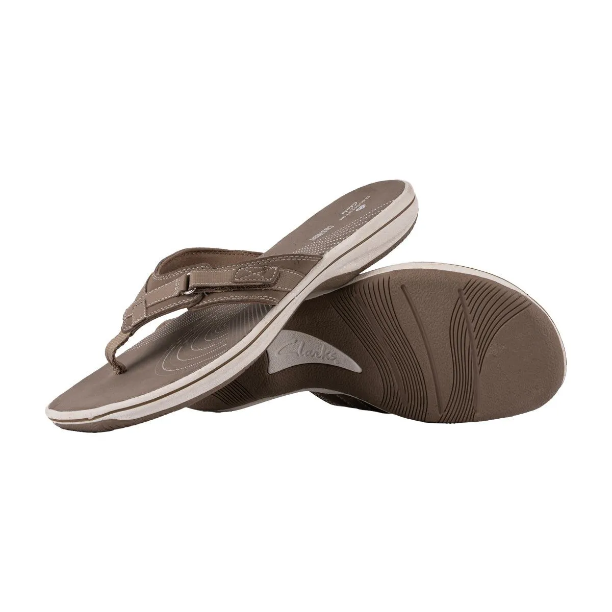 Clarks Brinkley Sea Flip Flops Leather Brown Colour For Women