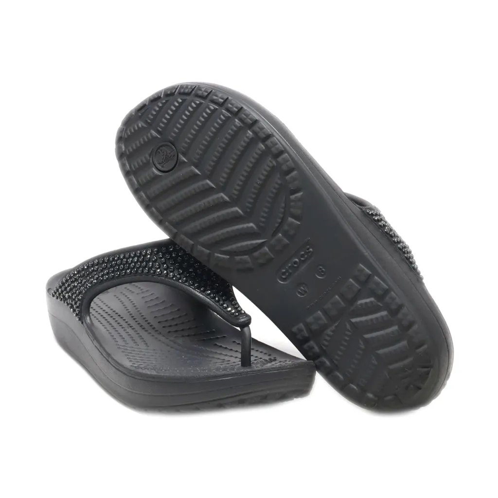 Crocs Classic Flip Flops Rubber Black Colour For Women