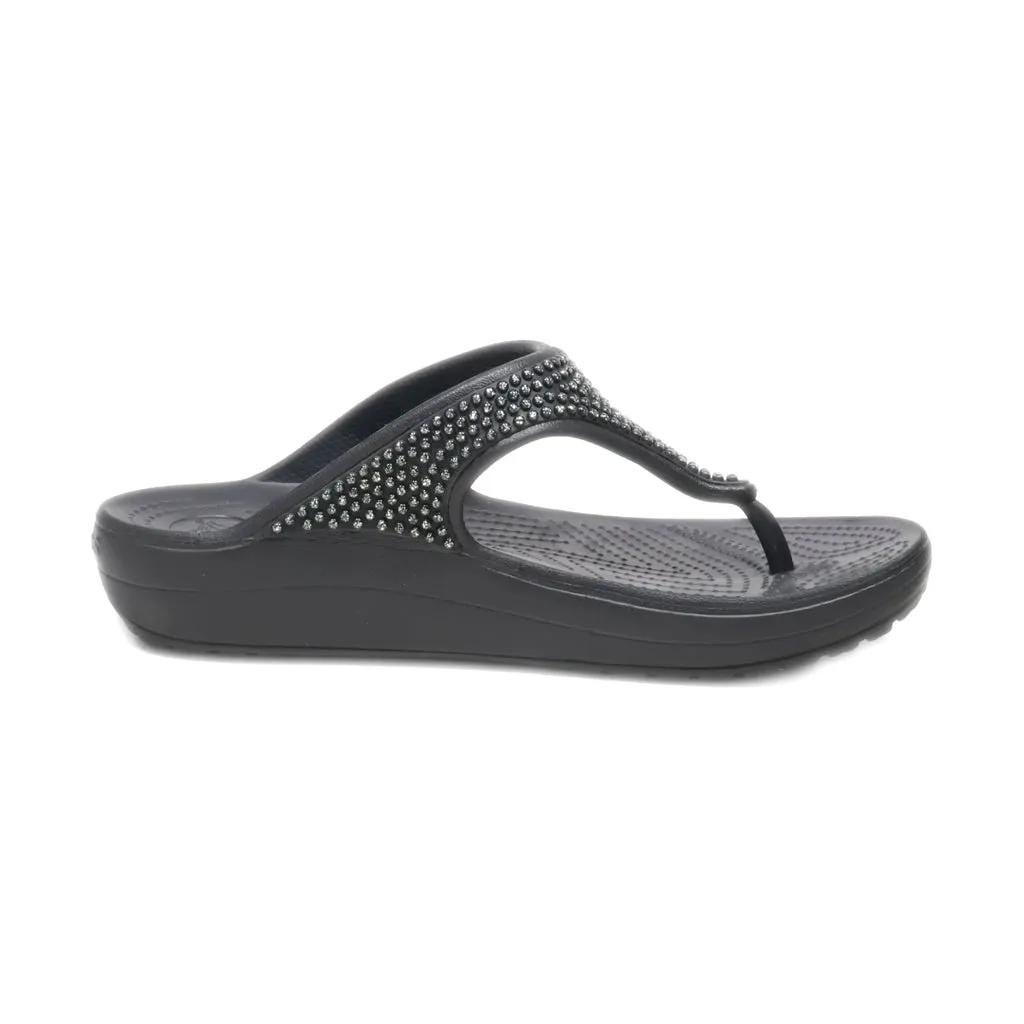 Crocs Classic Flip Flops Rubber Black Colour For Women