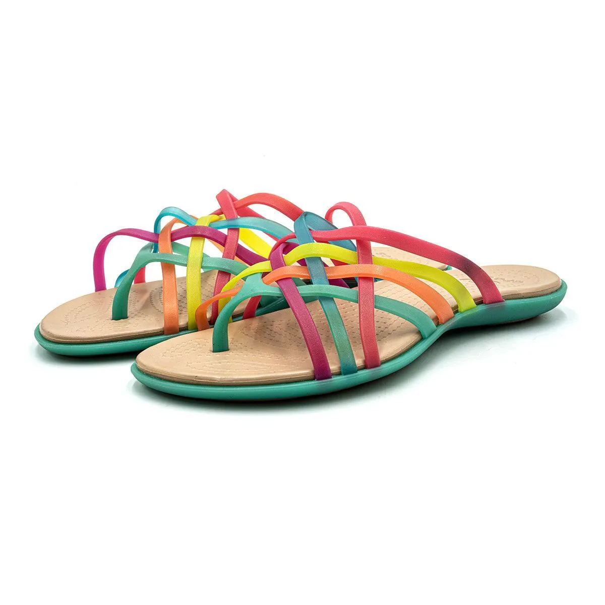 Crocs Multicolor Flip Flops Rubber Multicolour Colour For Women