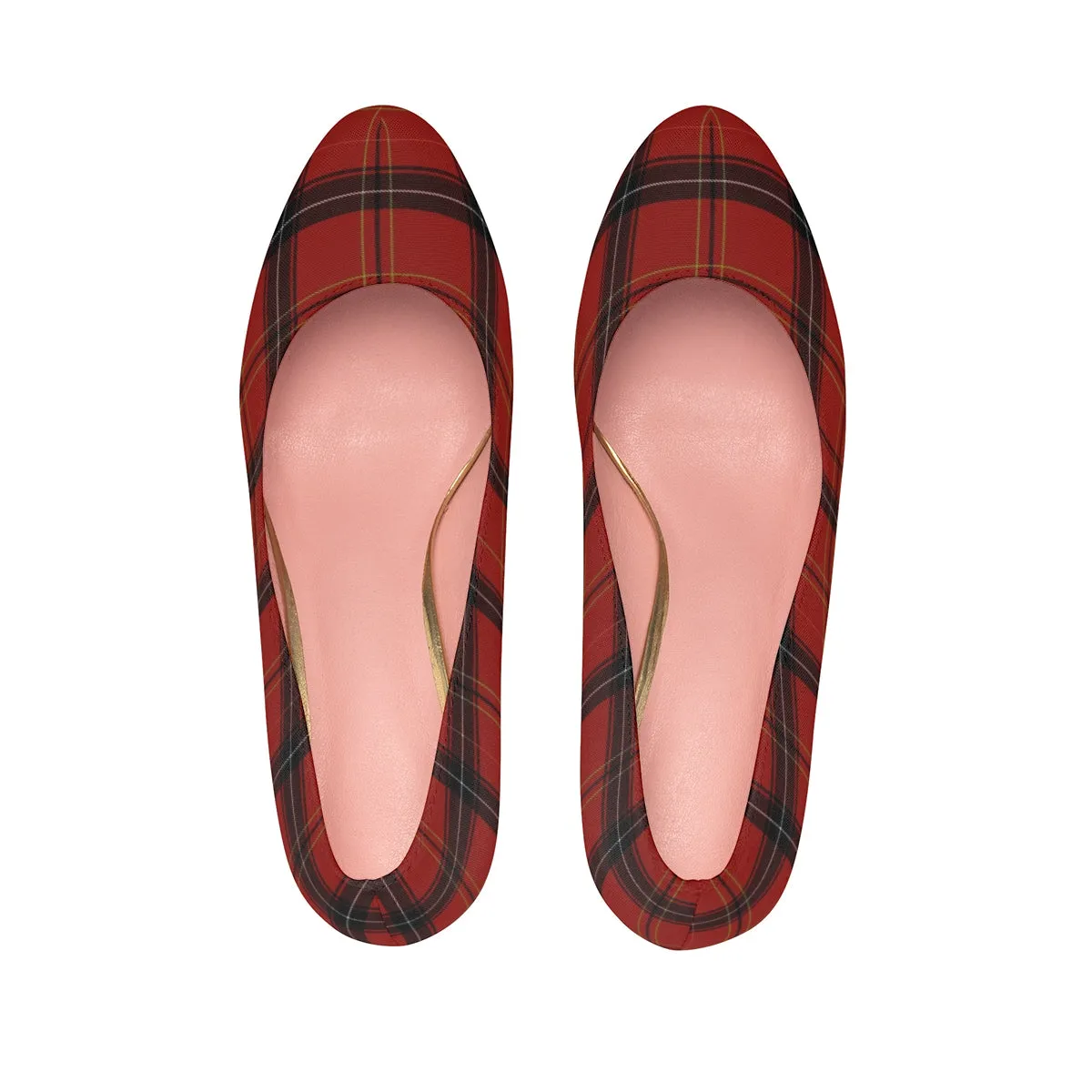 Dark Red Tartan Plaid Scottish Print Women's Platform Heels Pumps (US Size: 5-11)