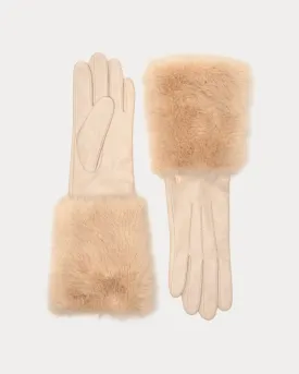 Faux Fur Cuff Leather Glove