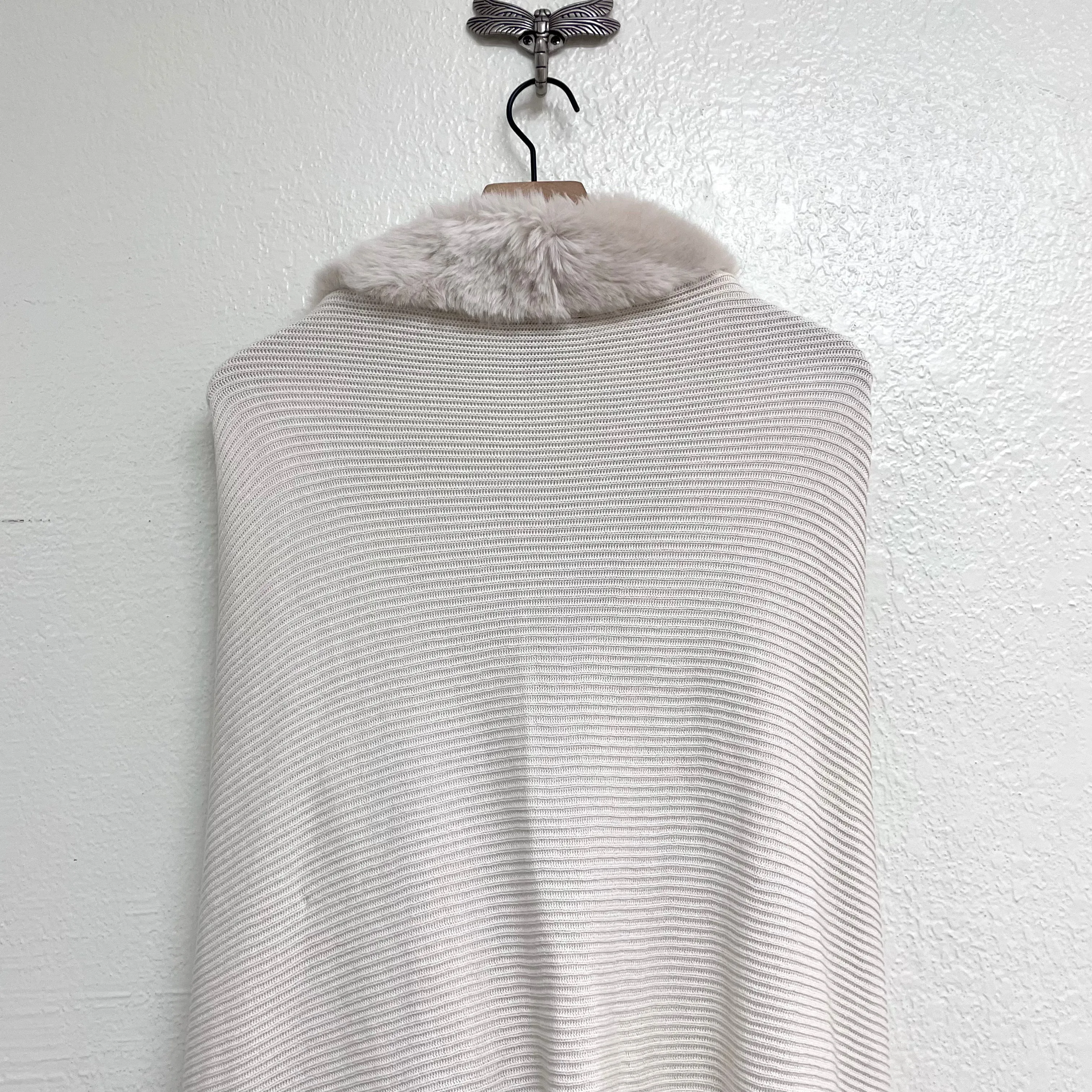 Faux Fur Trim Shawl