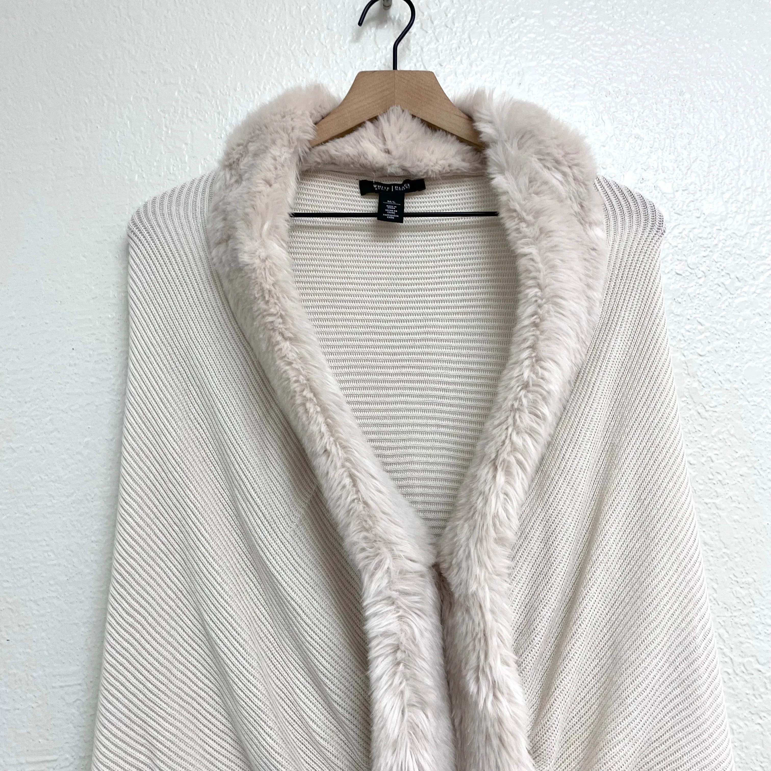 Faux Fur Trim Shawl