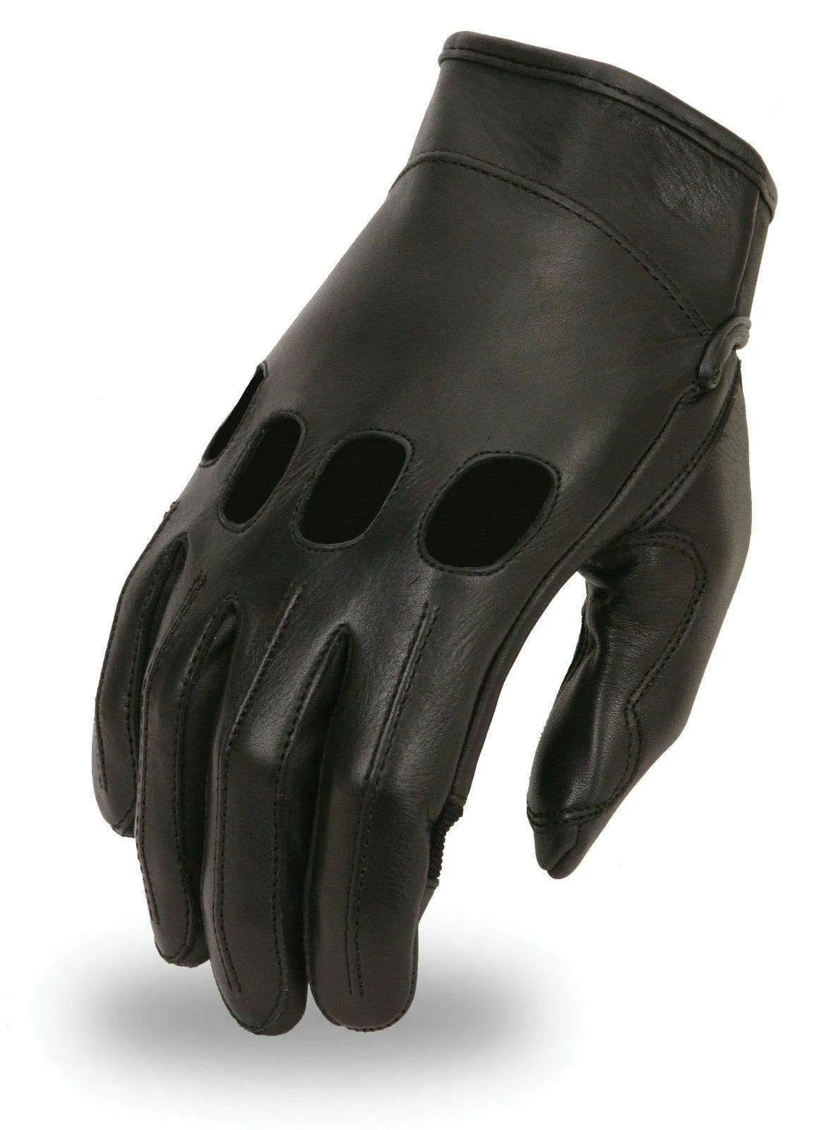 First Manufacturing FI141GEL Men’s Black Leather Driving Gloves with Gel Palm