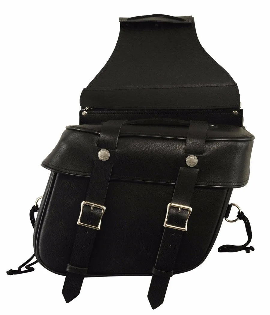 First Manufacturing FIBAG8000 Black Leather Motorcycle Saddlebags