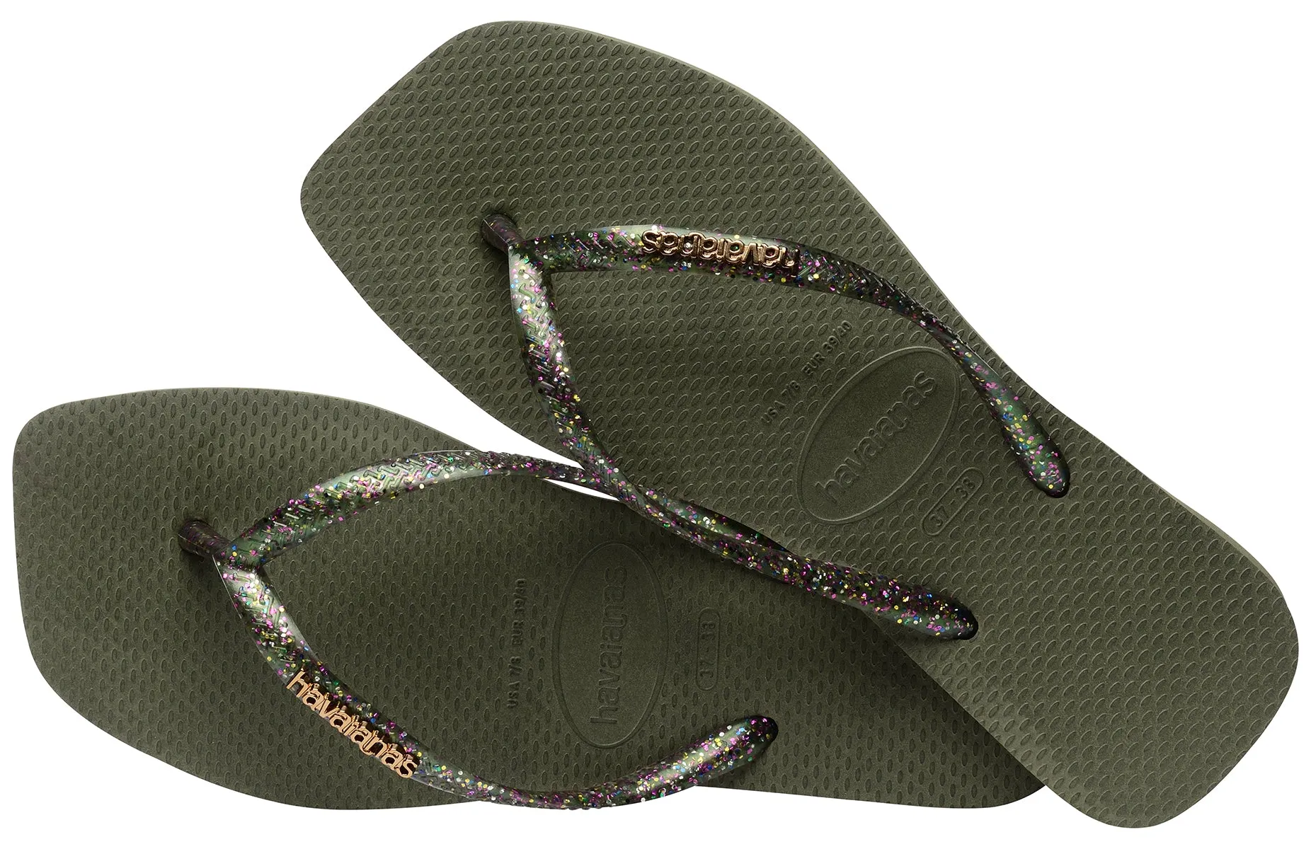 Havaianas Square Metallic In Olive Glitter For Women