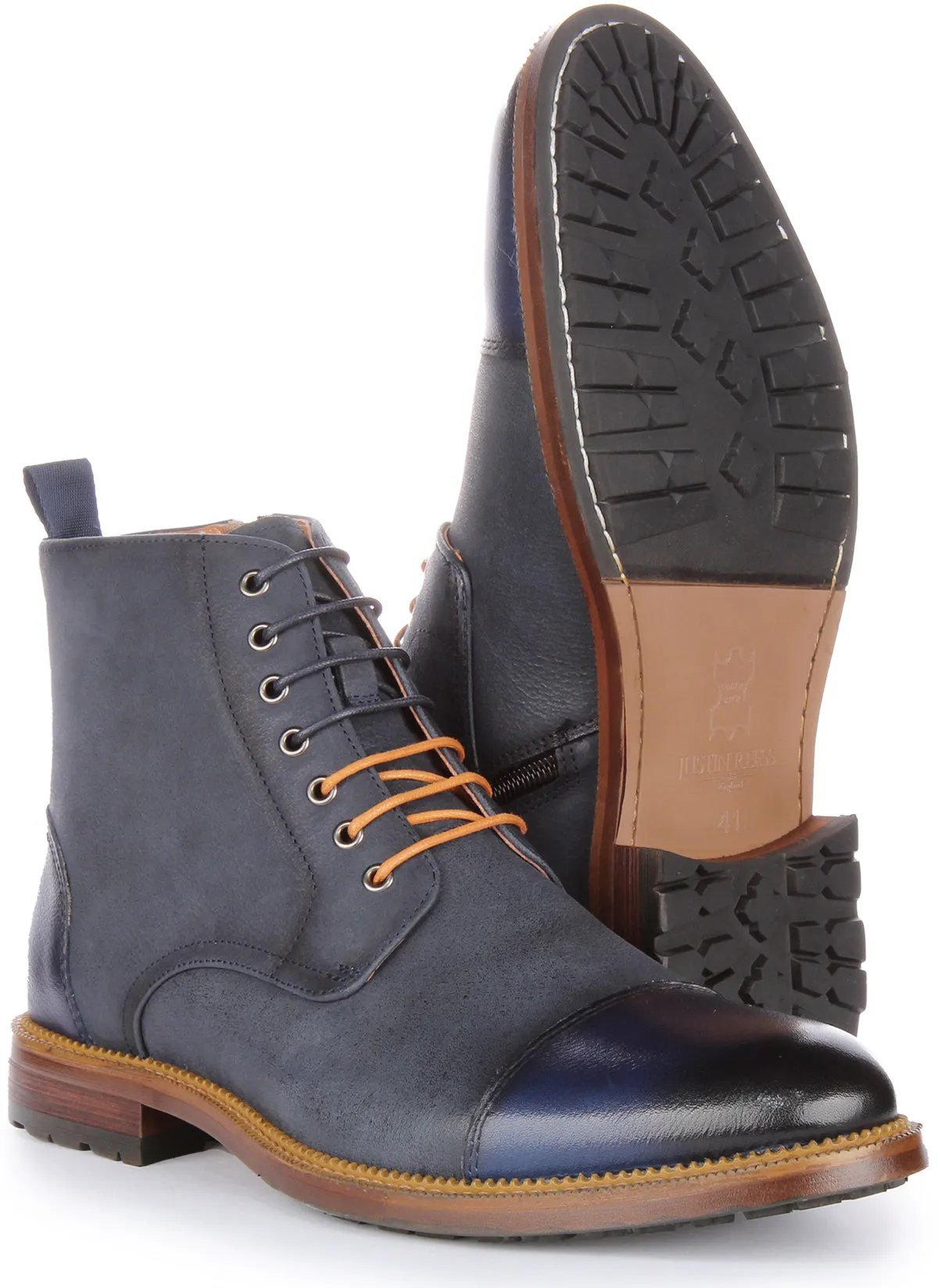 Justinreess England Gael Ankle Boots In Navy