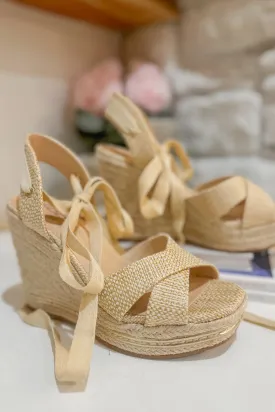 Lock Open Toe Lace Up Espadrille Wedges *FINAL SALE*