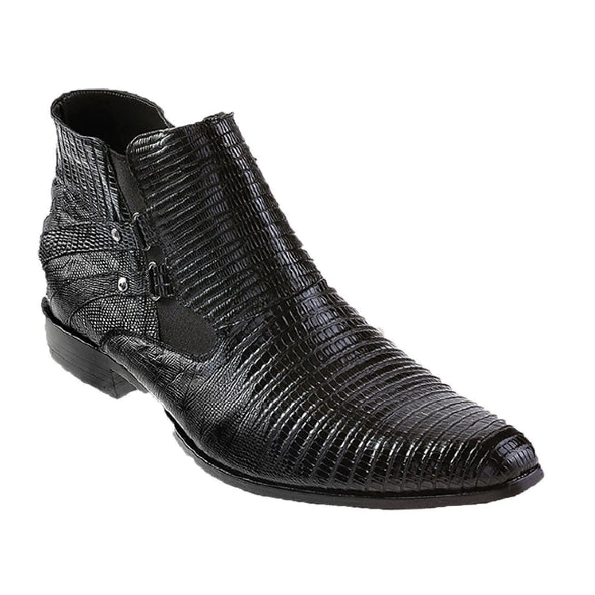 Los Altos Boots Mens #ZV070705 Ankle Boot W/Zipper | Genuine Dreess Shoe-Teju Boots | Color Black