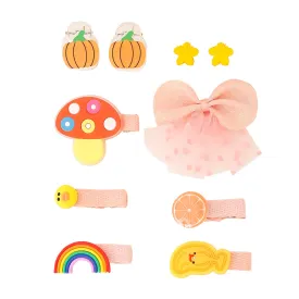 Melbees by Yellow Chimes Kids Hair Accessories for Girls Hair Accessories Combo Set Peach 10 Pcs Baby Girl's Hair Clips Set Cute Ponytail Holder Claw Clip Bow Clips For Girls Assortment Gift set for Kids Teens Toddlers