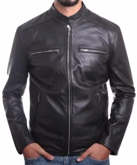 Mens Corporate Leather Jacket Black - Discounted