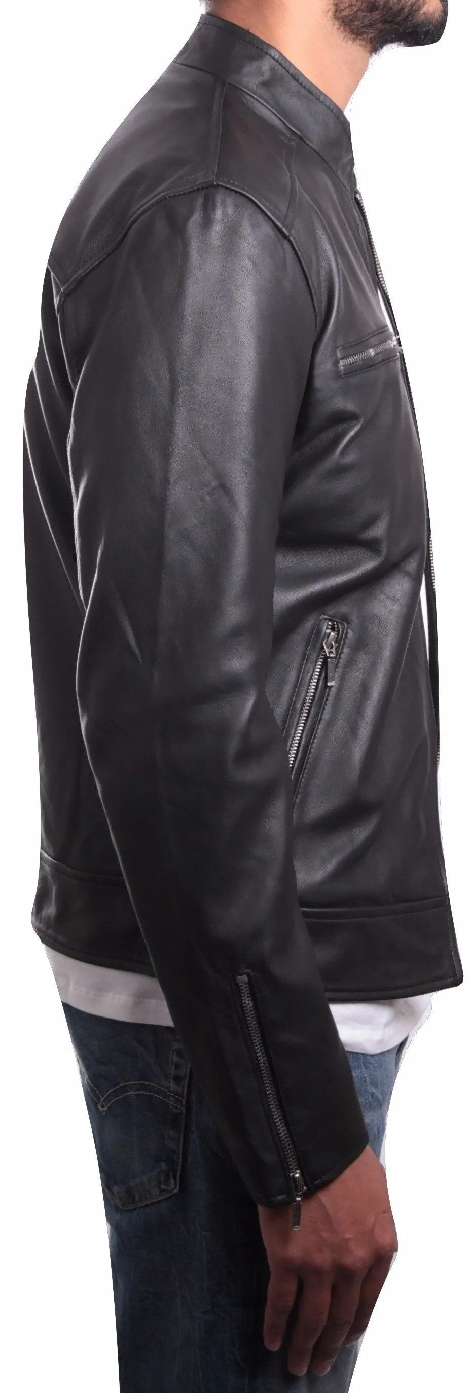 Mens Corporate Leather Jacket Black - Discounted