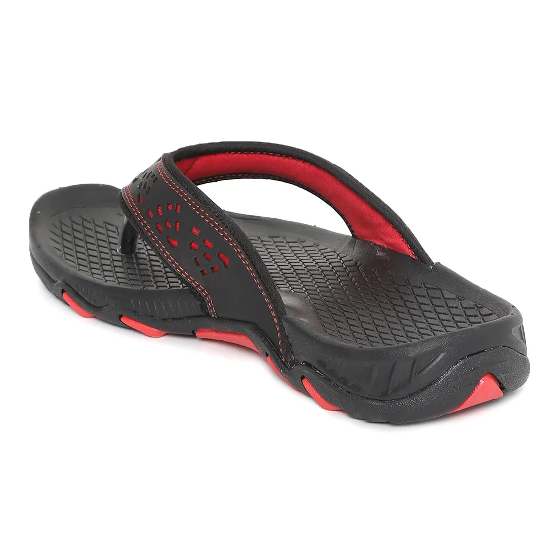 Paragon Black and Red Ultra-Durable Everyday Flip Flops for Men