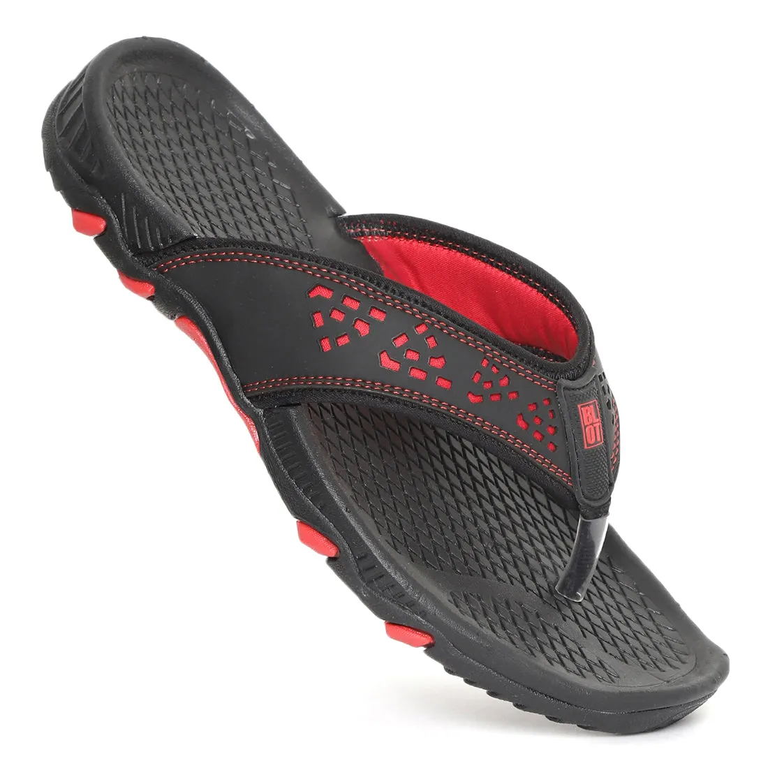 Paragon Black and Red Ultra-Durable Everyday Flip Flops for Men