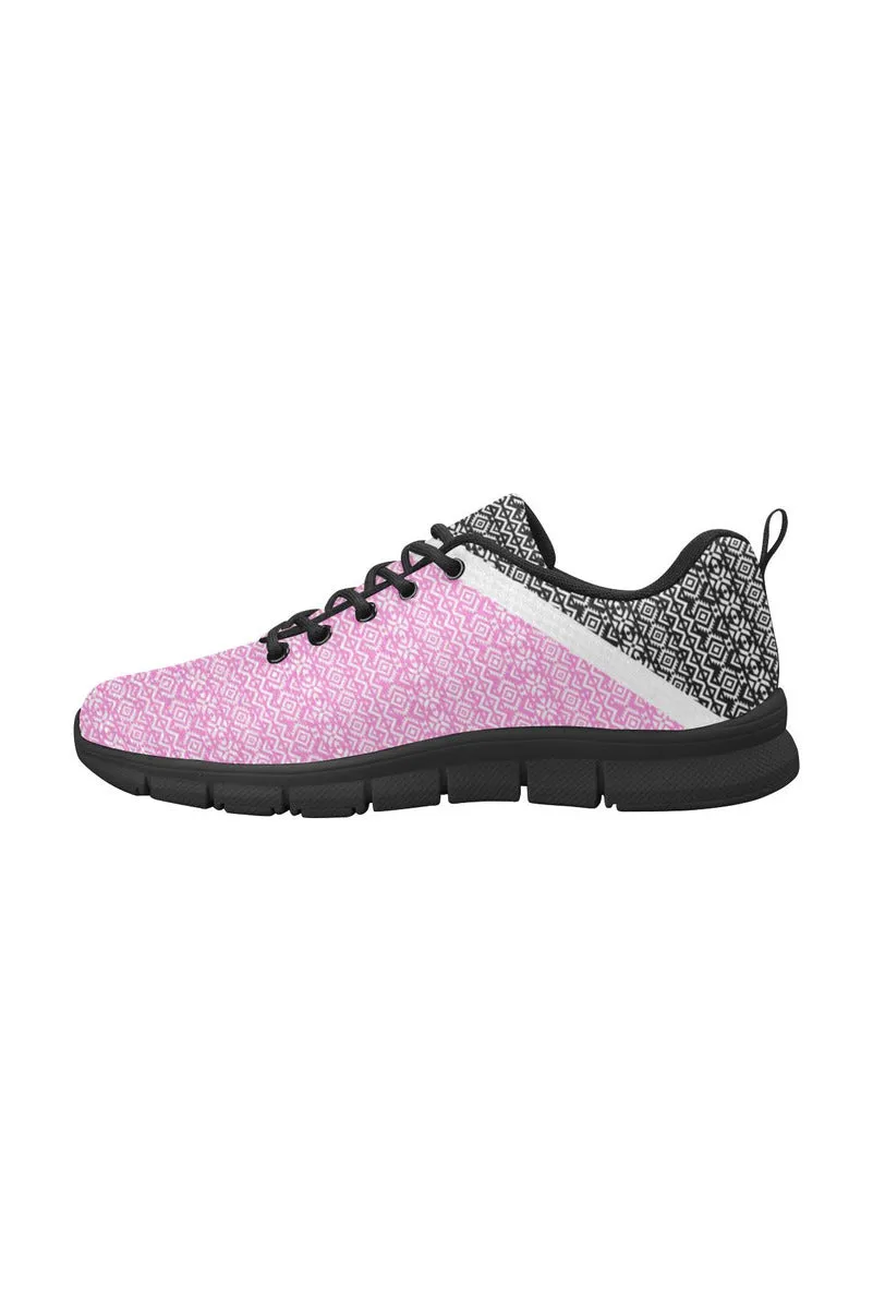 Pink & Black Aztec Women's Breathable Running Shoes (Model 055)