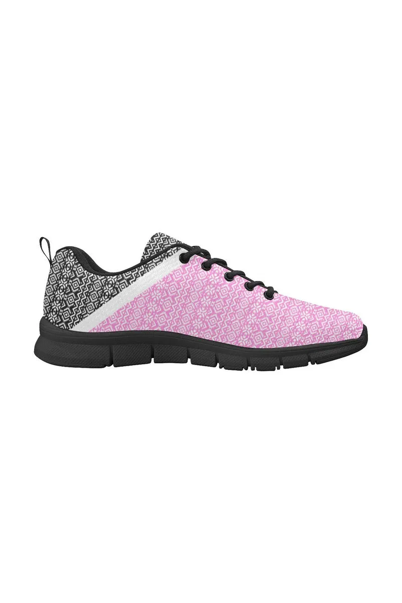 Pink & Black Aztec Women's Breathable Running Shoes (Model 055)