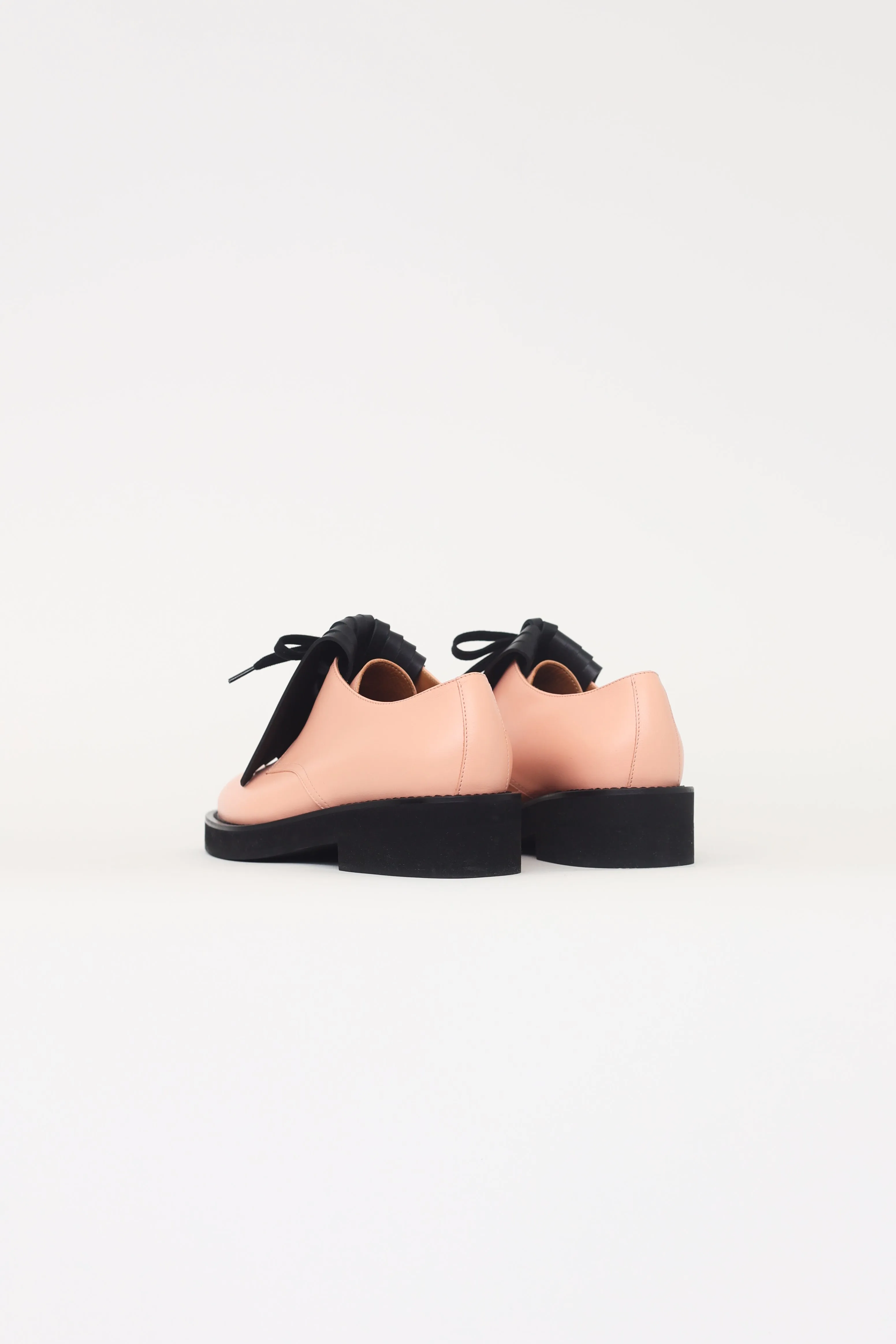 Pink & Black Leather Fringe Oxfords