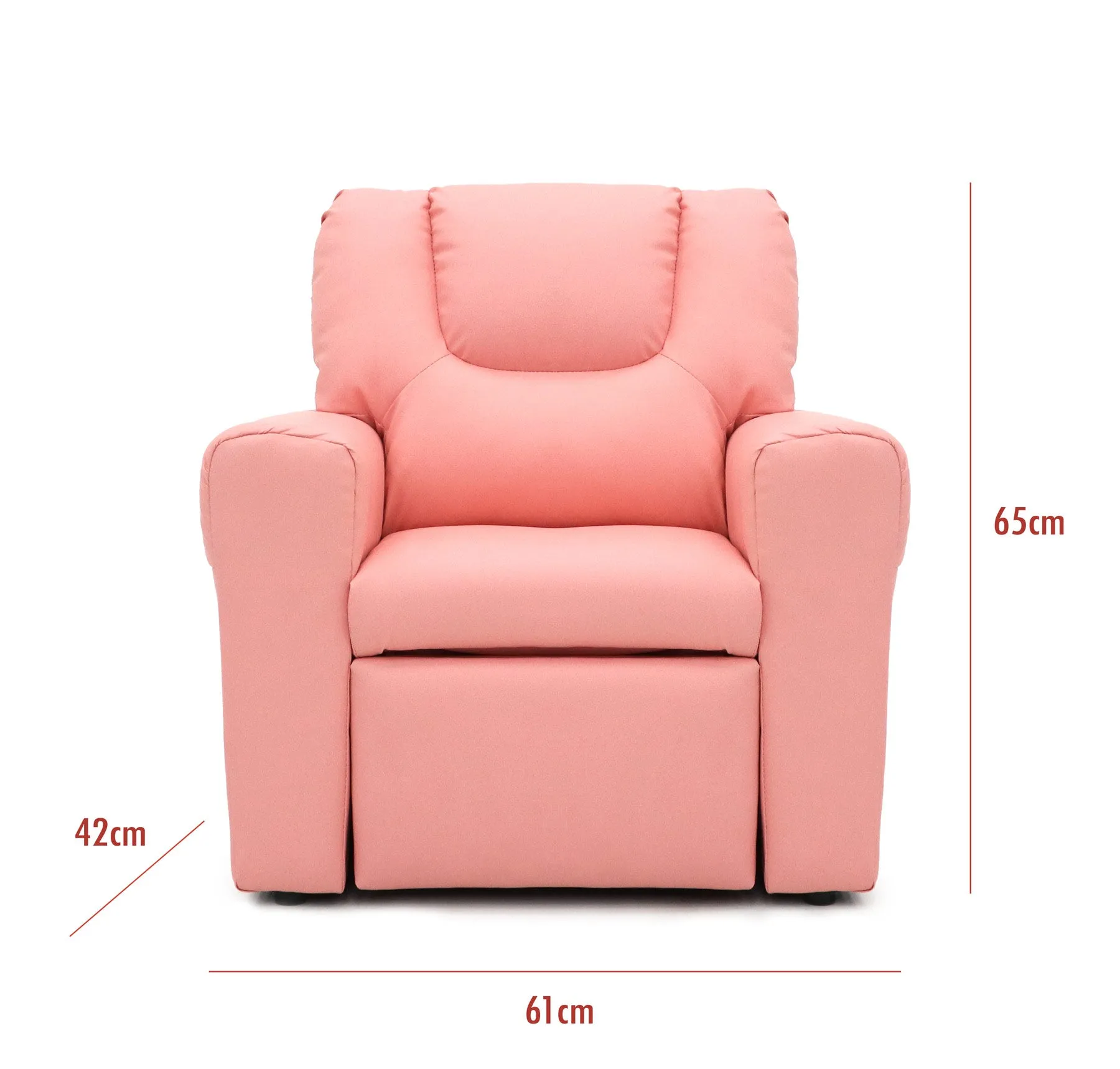 Pink Kids Recliner Chair with Footrest & Cup Holder