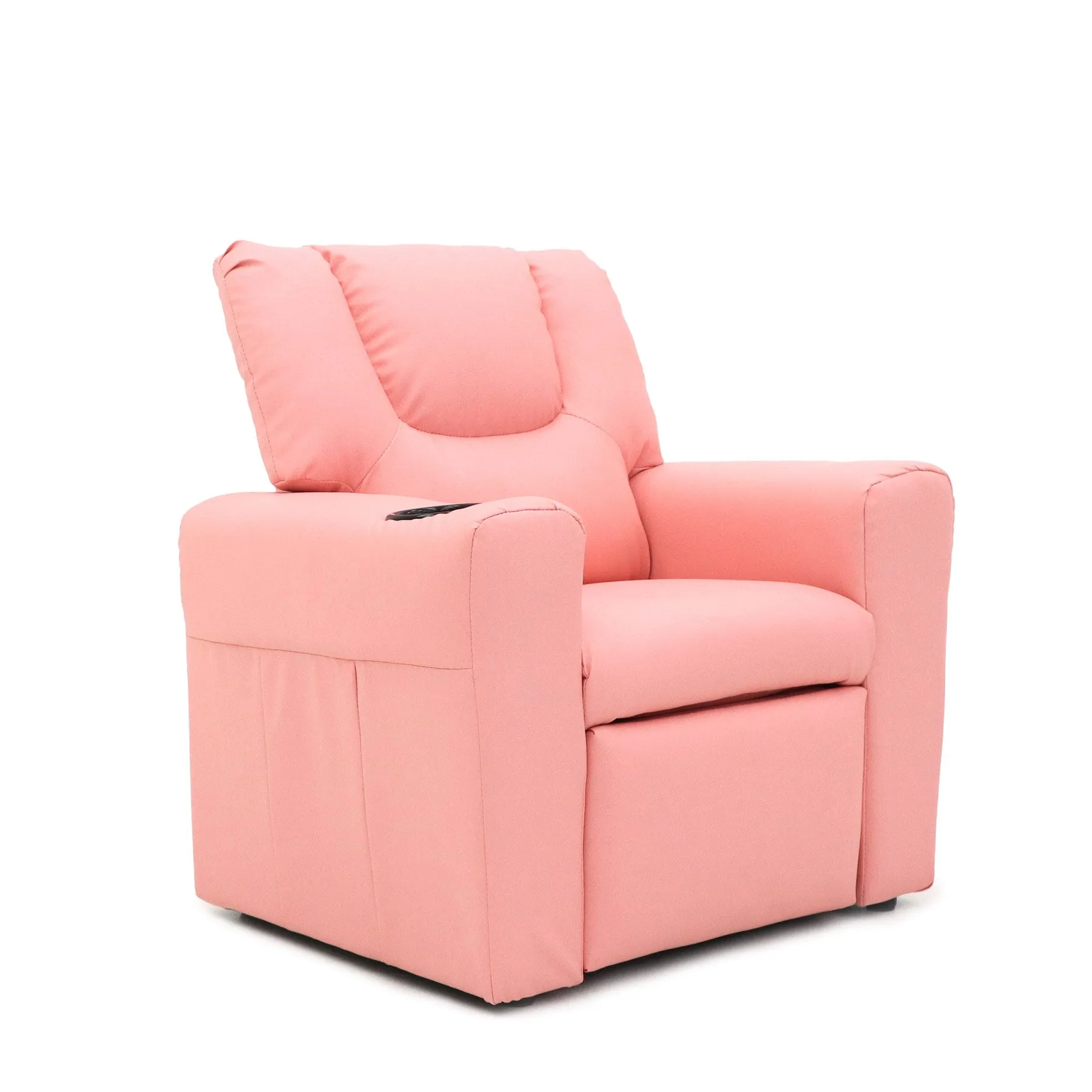 Pink Kids Recliner Chair with Footrest & Cup Holder