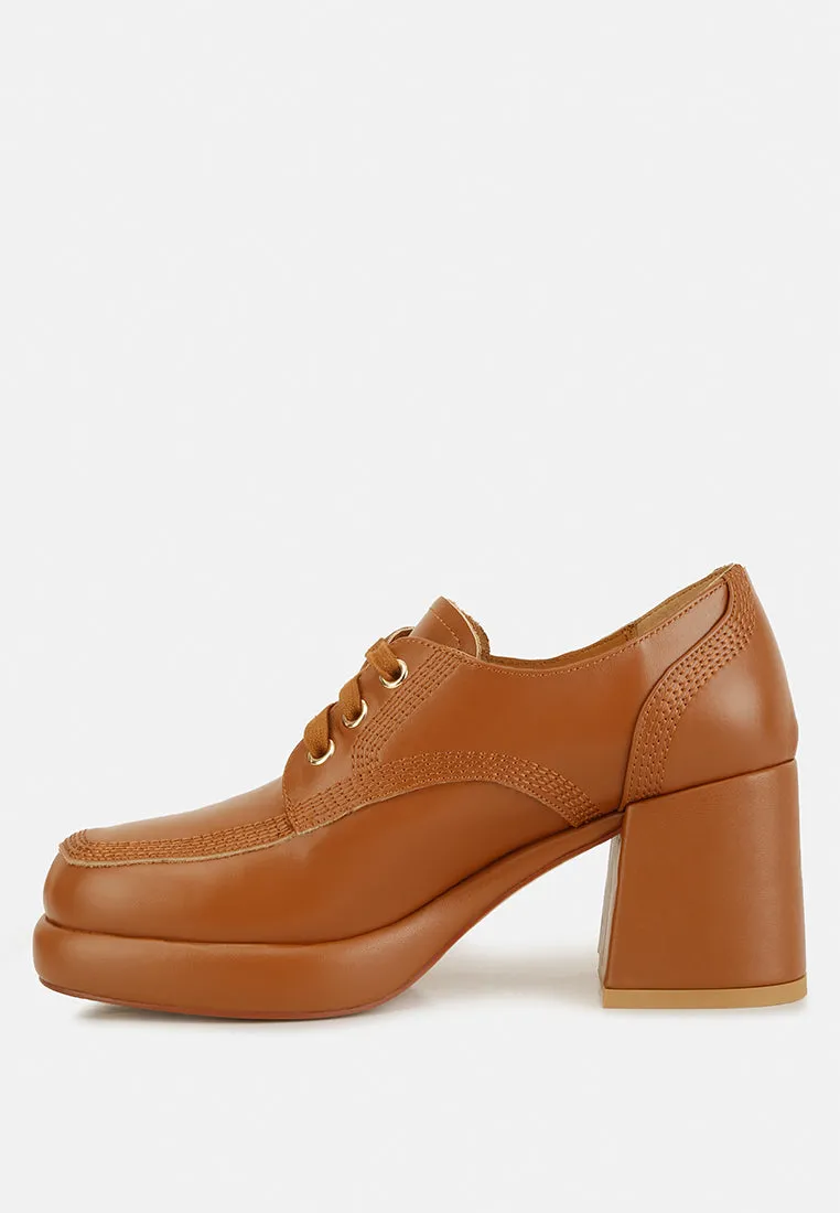 Quecha Leather Block Heel Oxfords