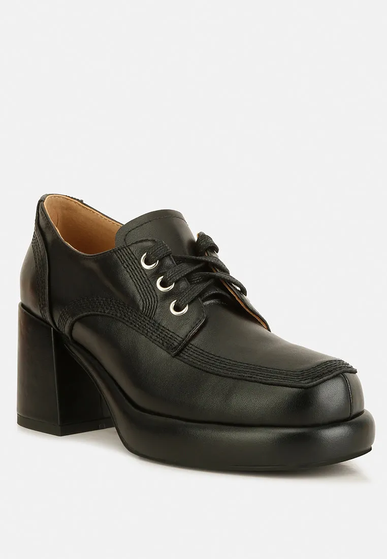 Quecha Leather Block Heel Oxfords