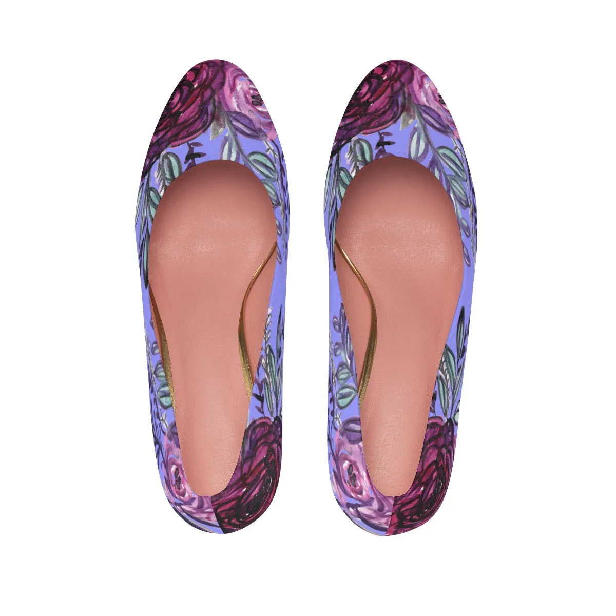 Romantic Cute Purple Rose Floral Print Designer Women's High Heels (US Size: 5-11)