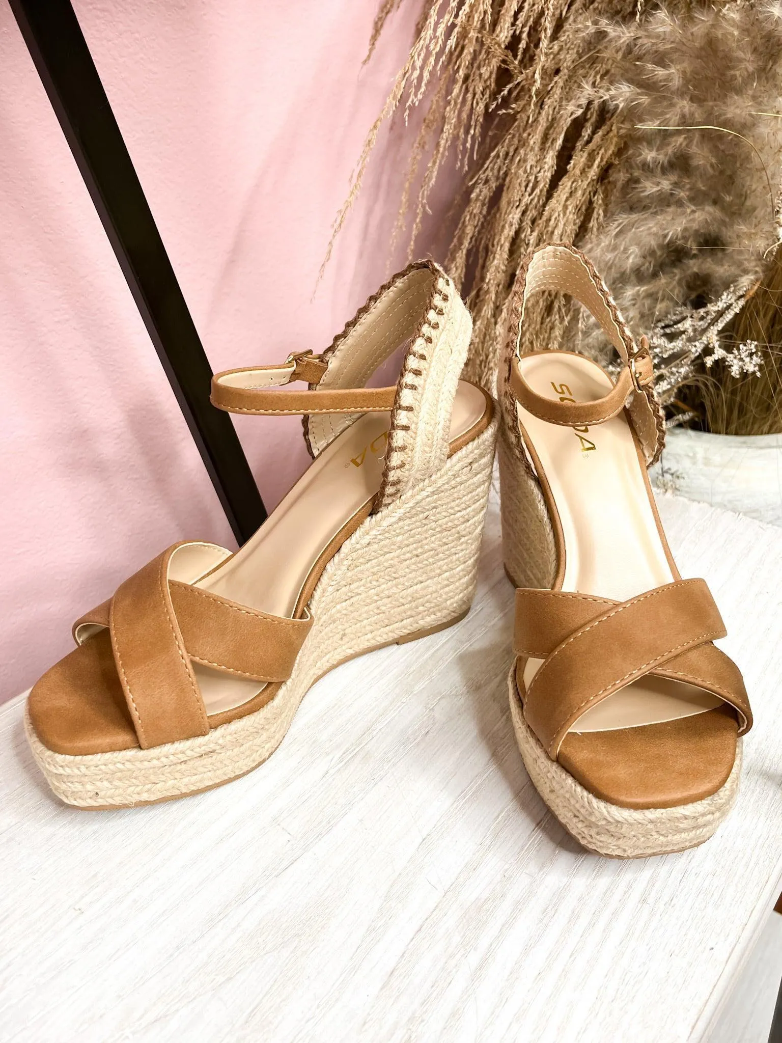 Tan Espadrille Wedge Sandal