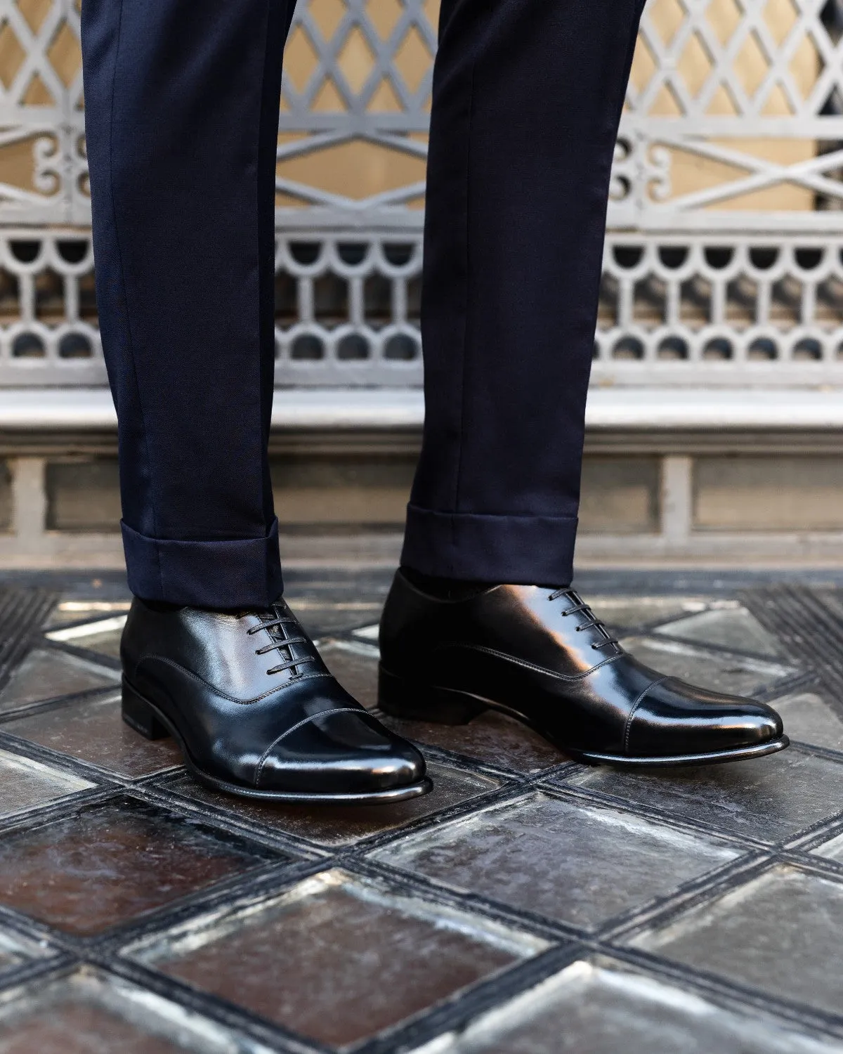 The Cagney II Stitched Cap-Toe Oxford - Nero