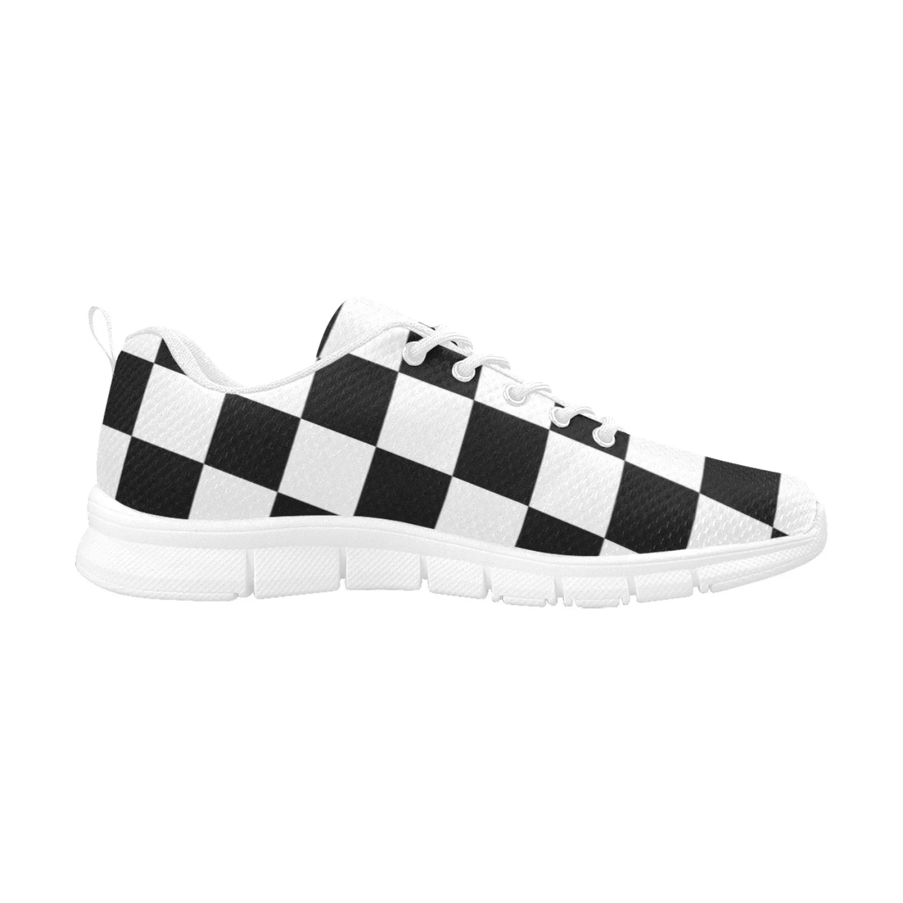 Uniquely You Sneakers for Women, Black and White Plaid Checker Print -