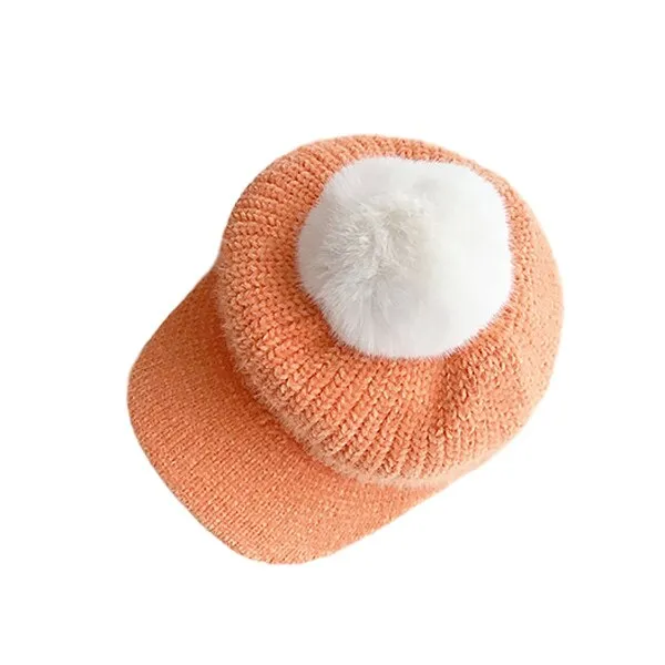 Unisex Winter Pom Pom Design Knitted Cute Caps for Kids