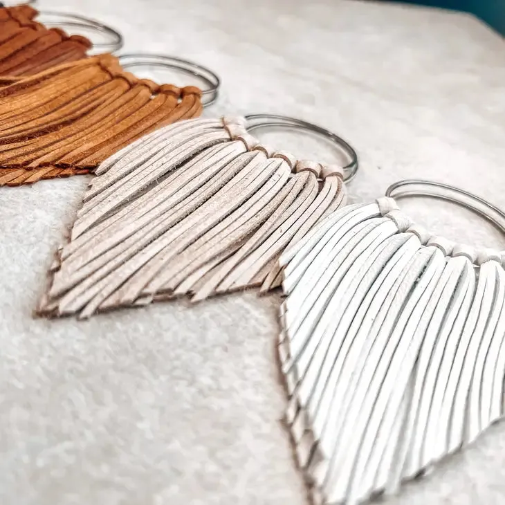 White Cascade Fringe Hoops Earrings