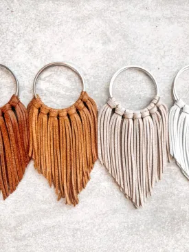 White Cascade Fringe Hoops Earrings