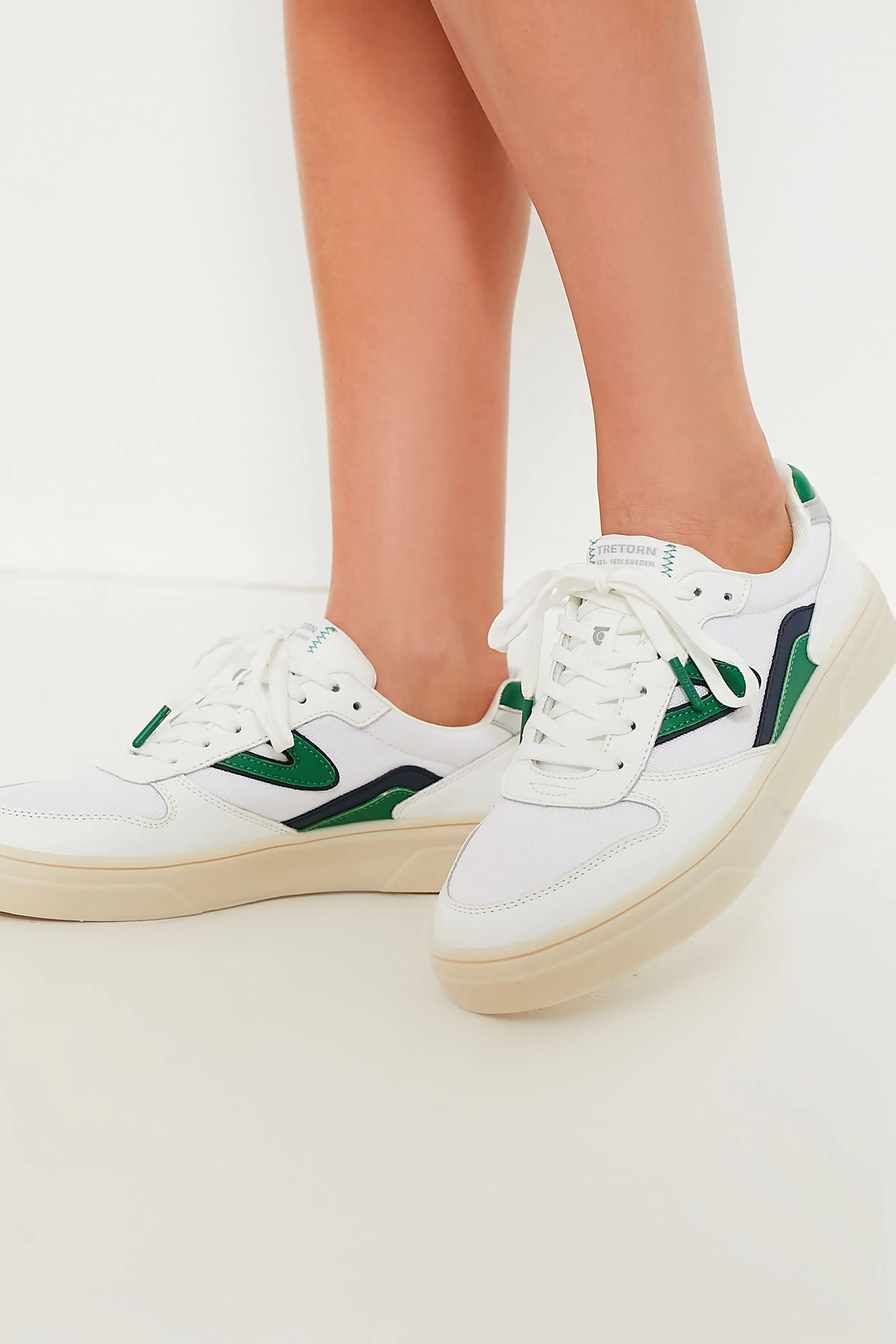 White Green Navy Harlow Elite Sneakers