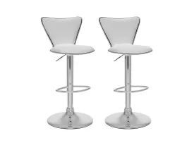 White Swivel Bar Stools, Set of 2