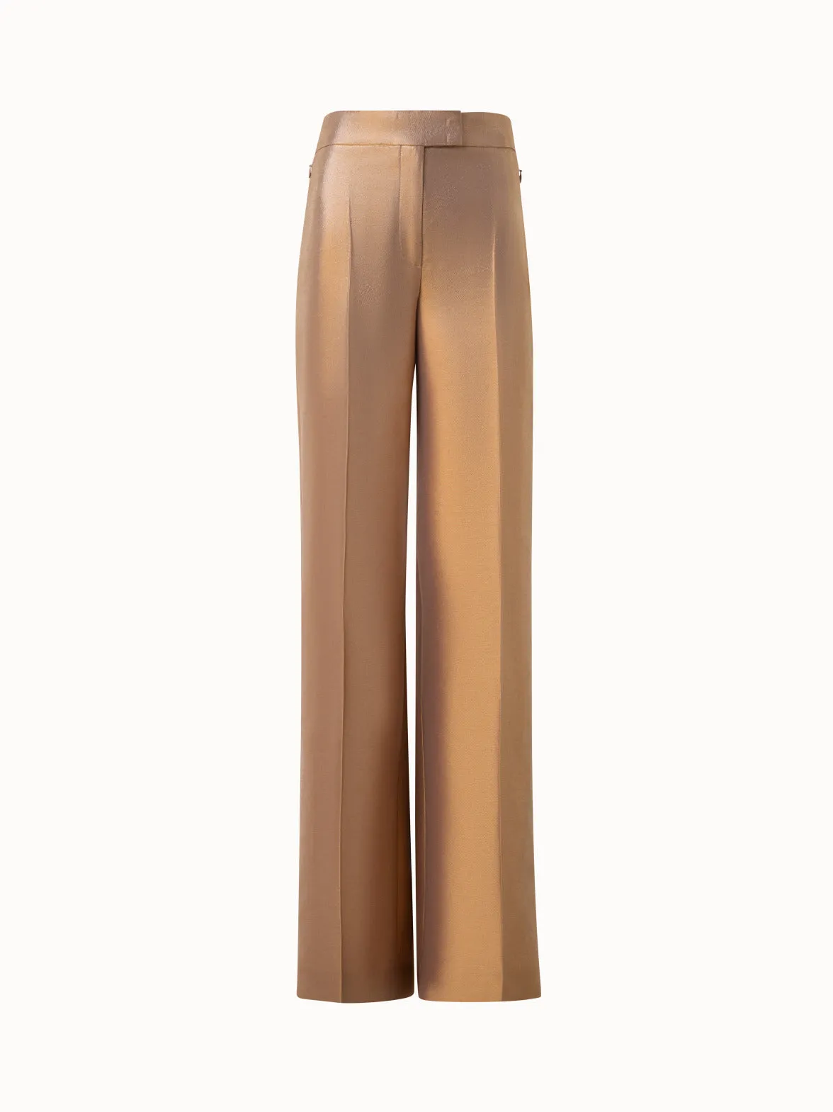 Wide Leg Pants in Cotton and Golden Lurex