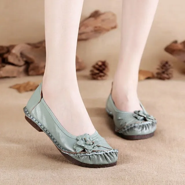 Women Genuine Leather Shoes Female Brand High Quality Comfort Flats Mom Casual Summer Shoes  Fashion Oxford Flats