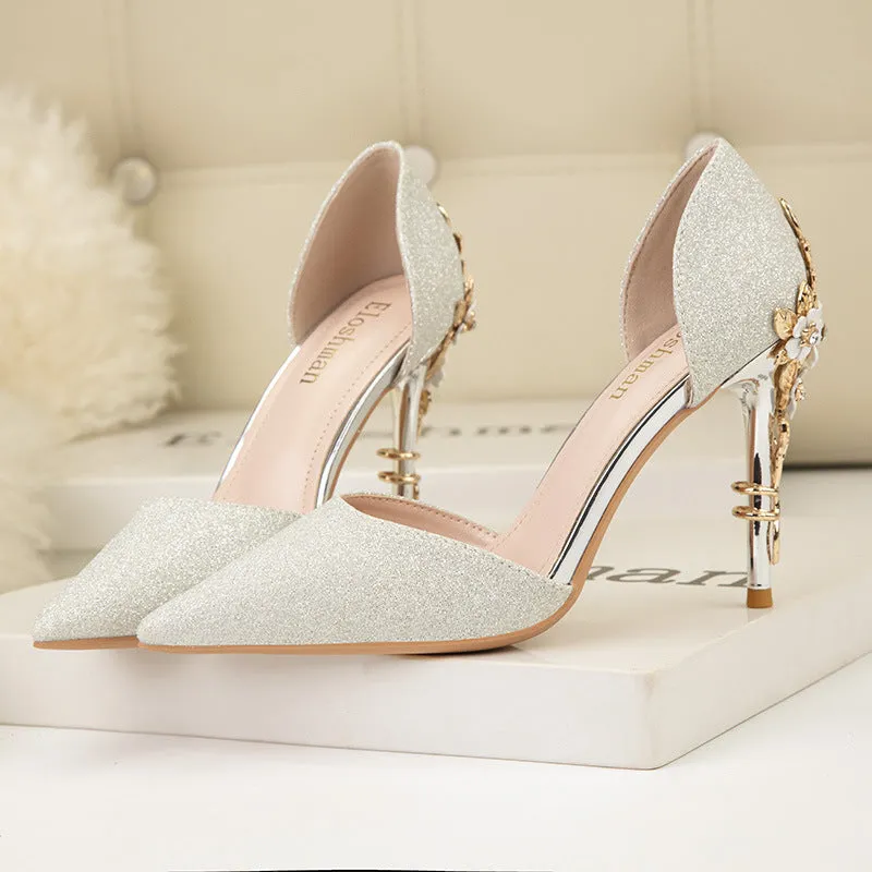 Womens High Heels Glitter Wedding Bridal Shoes Stiletto Pumps