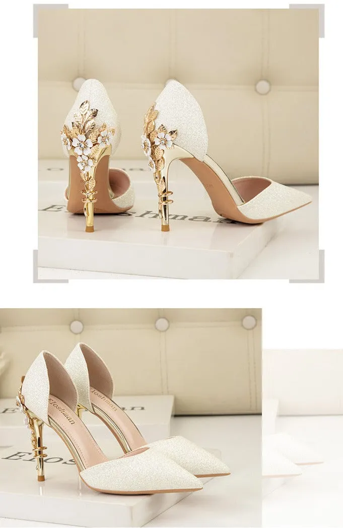 Womens High Heels Glitter Wedding Bridal Shoes Stiletto Pumps