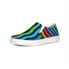 Womens Sneakers - Rainbow Stripe Style Canvas Sports Shoes / Slip-on